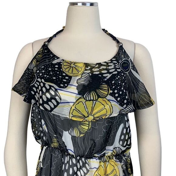 Desigual Anna Lemon Floral Ruffle Halter Neck Dress Size 10 - Picture 4 of 10